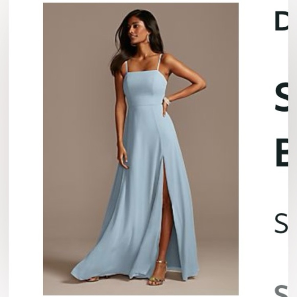 Dusty Blue Davids Bridal Bridesmaid Dress - Size 2